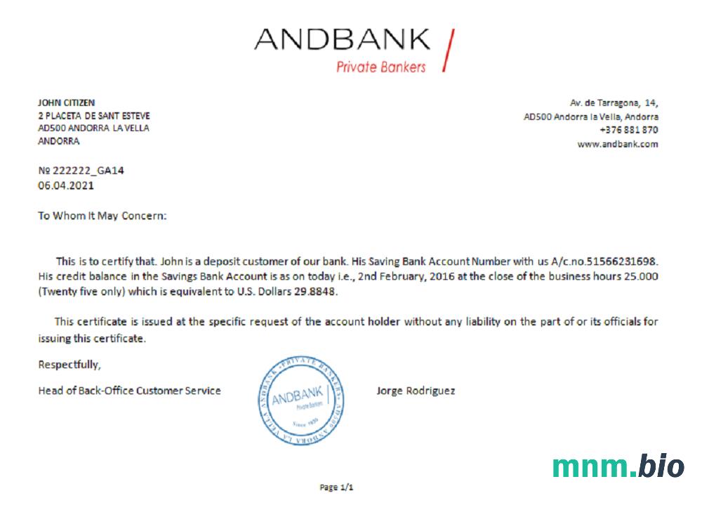 Andora Andbank przykład odniesienia banku w formatach Word i PDF